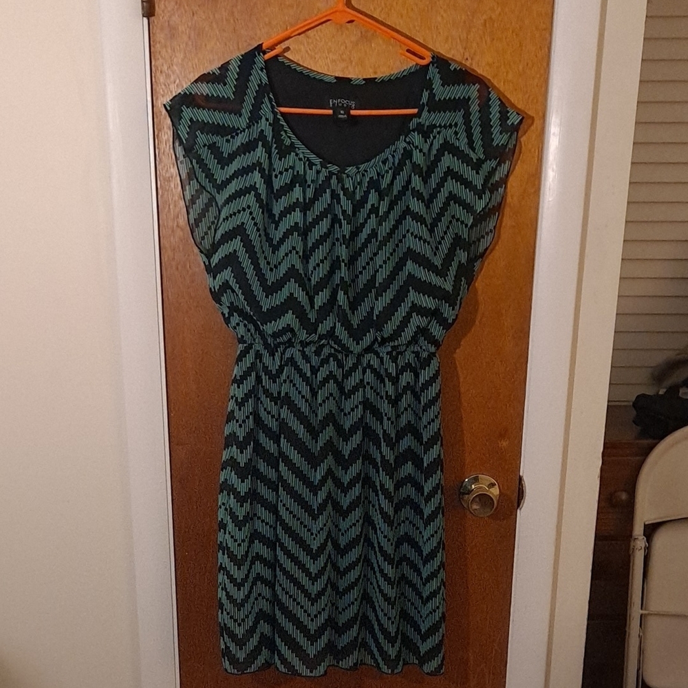 Green Chevron Pattern Dress